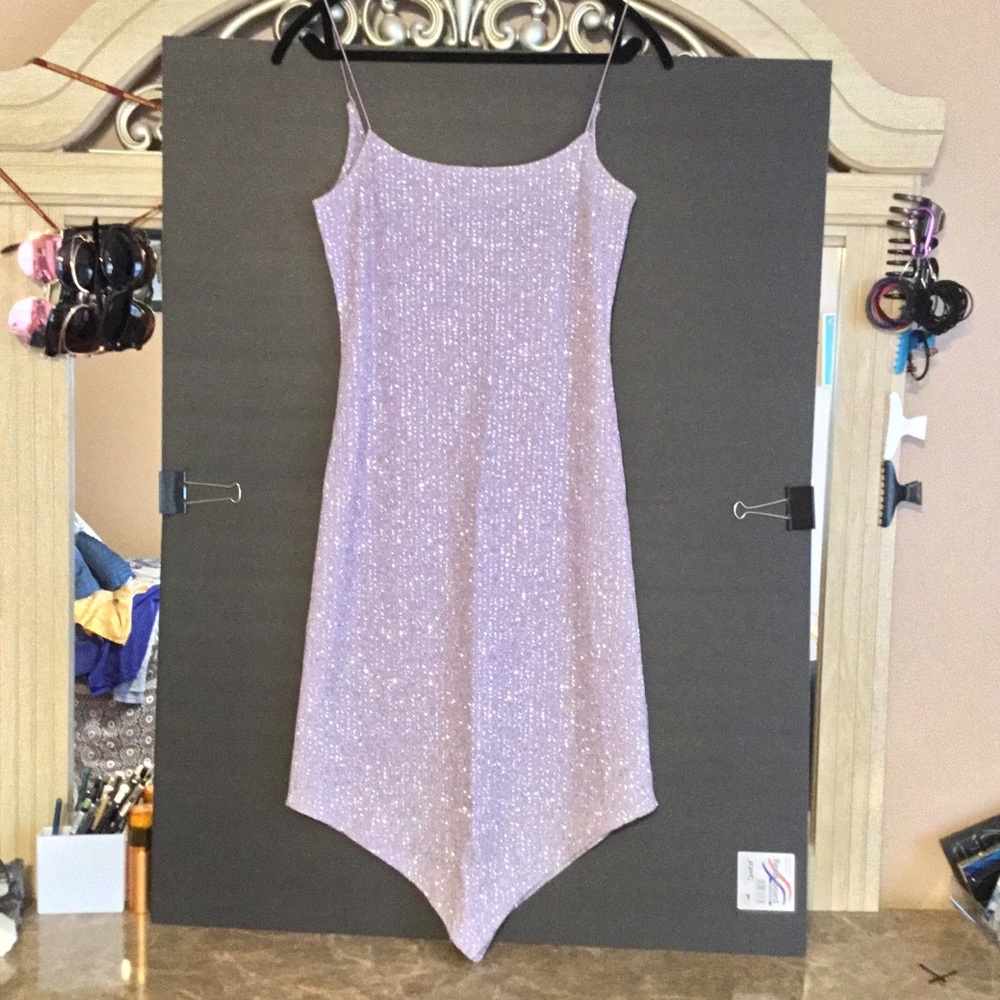 Purple Sequined Cocktail Dress